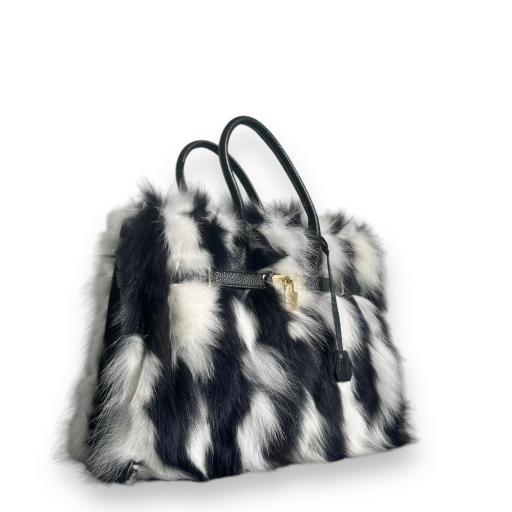 Handbag pelo natural  blanco/negro [2]