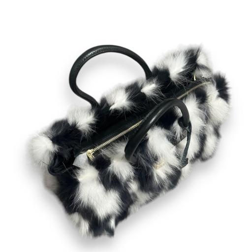 Handbag pelo natural  blanco/negro [6]