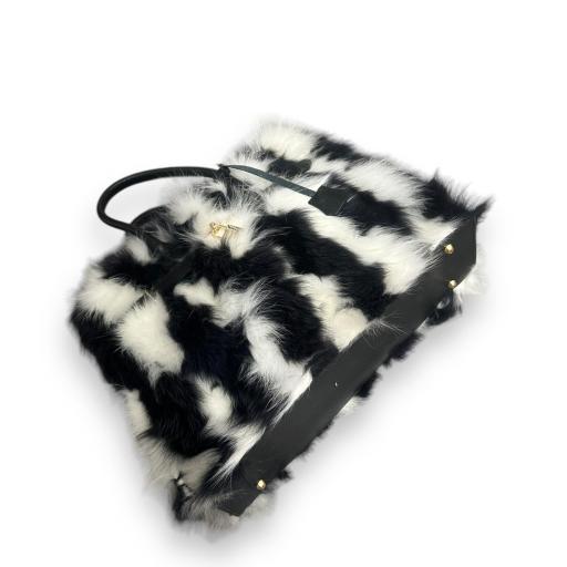 Handbag pelo natural  blanco/negro [5]