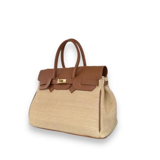 handbag candado rafia camel [1]