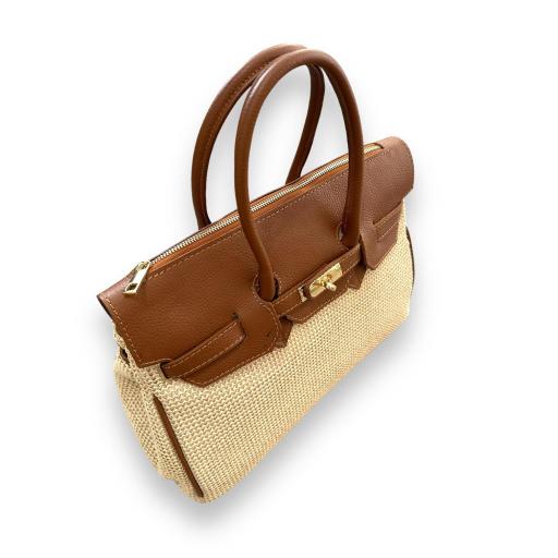 handbag candado rafia camel [4]