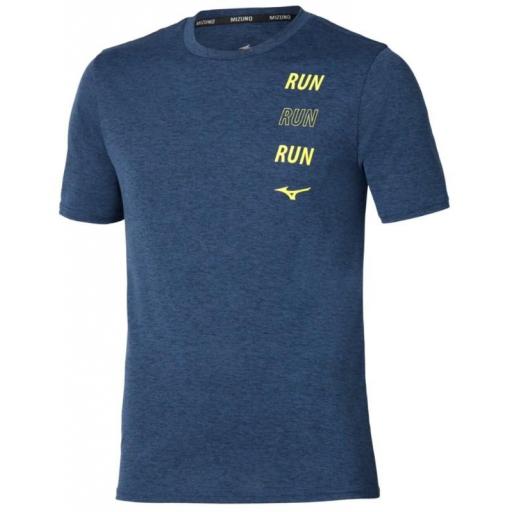 Camiseta Mizuno Core Run Short Sleeve Azul/Amarillo