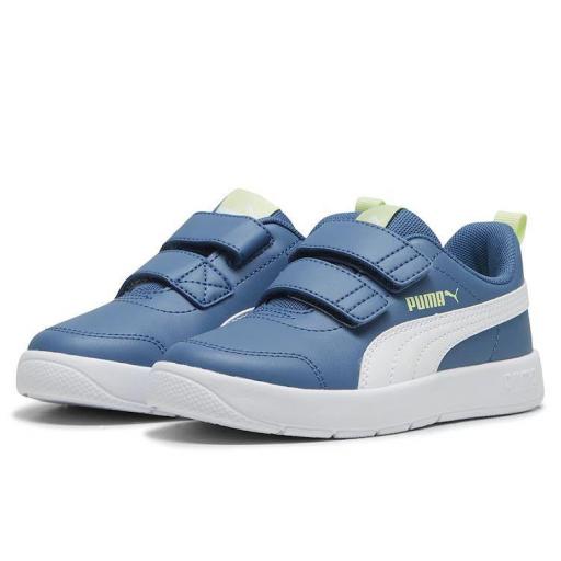 Zapatillas Puma Courtflex v3 PS Velcro Azul/Blanco