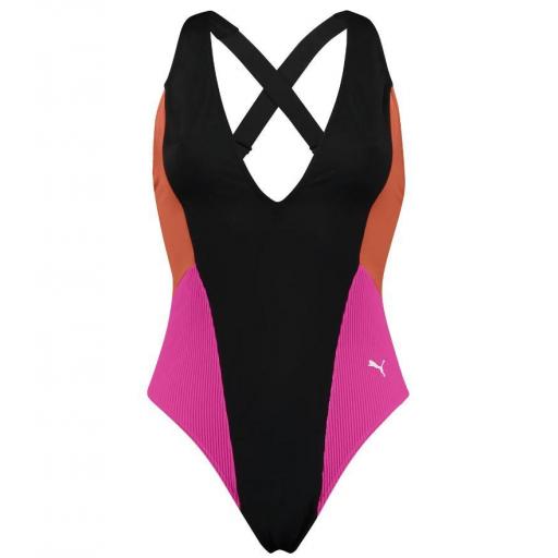 Bañador Puma Swim Plunge SwimSuit Mujer Negro/Rosa [0]