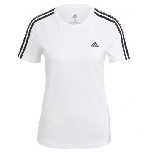 Camiseta Adidas Essentials 3 Bandas Mujer Blanco