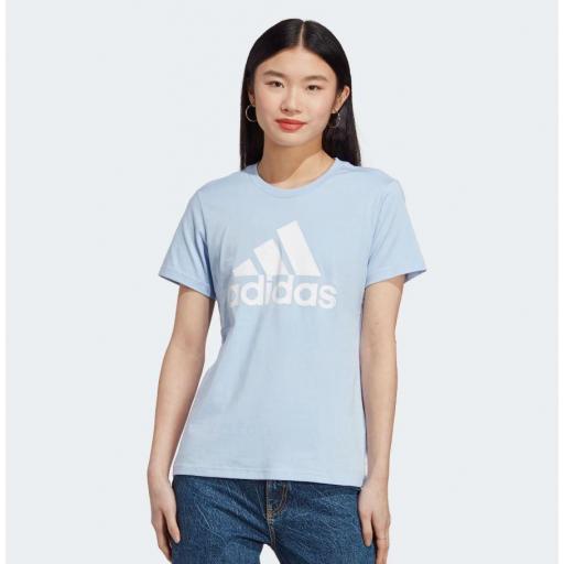 Camiseta Adidas Loungewear Big Logo Tee Mujer Azul/Blanco [1]