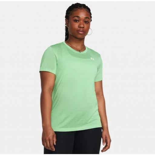 Camiseta Under Armour Tech SSC Twist Mujer Verde Claro [1]