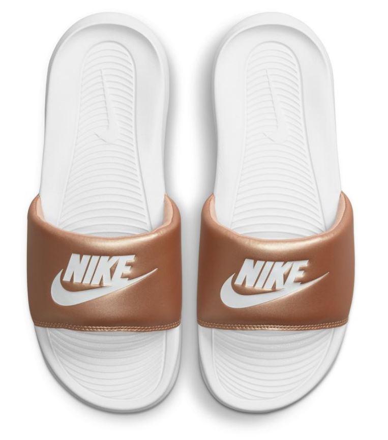 Chanclas Nike Victori One Slide Mujer Blanco/Bronce