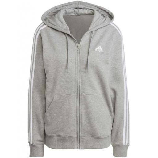 Sudadera con Capucha Adidas 3 Bandas Mujer Gris