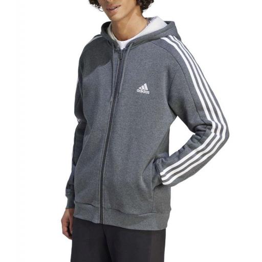 Sudadera con Capucha Adidas 3 Bandas Gris Oscuro [1]