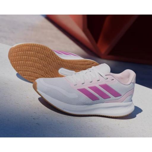 Zapatillas Adidas Runfalcon 5 J Blanco/Rosa [1]
