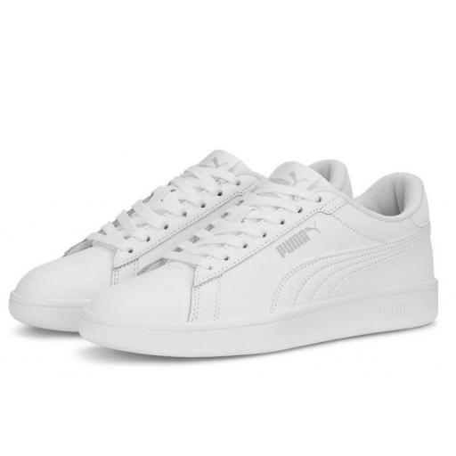 Zapatillas Puma Smash 3.0 L Jr Blanco/Plata