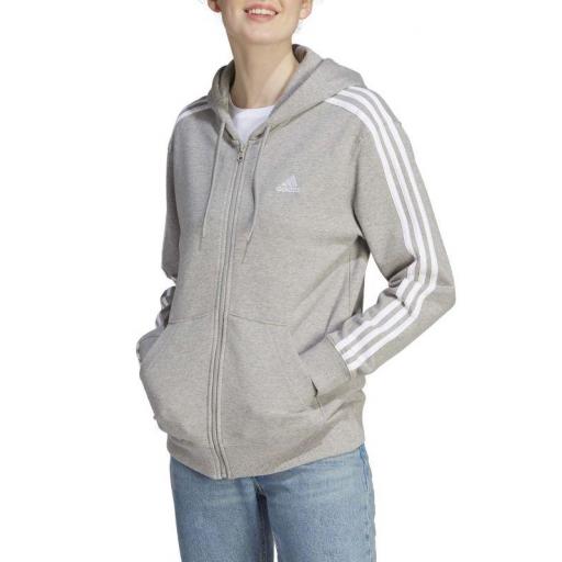 Sudadera con Capucha Adidas 3 Bandas Mujer Gris [2]