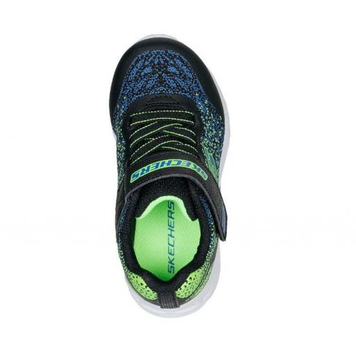 Zapatillas Skechers Microspec II Velcro Negro/Azul/Verde [2]