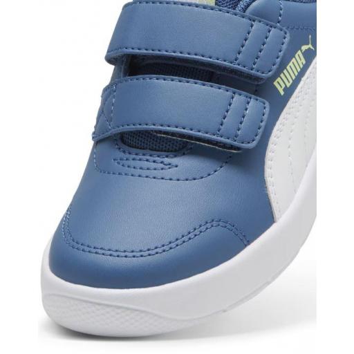 Zapatillas Puma Courtflex v3 PS Velcro Azul/Blanco [2]