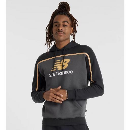 Sudadera New Balance Classics Fleece Hoodie Negro/Dorado [0]