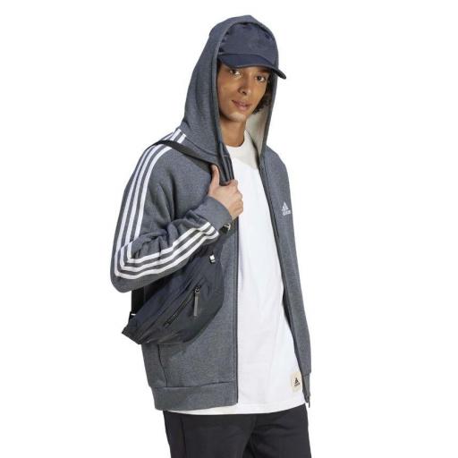 Sudadera con Capucha Adidas 3 Bandas Gris Oscuro [2]