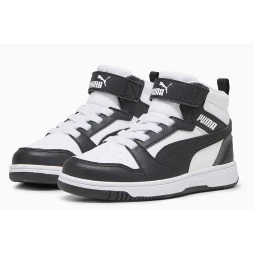 Zapatillas Puma Rebound v6 Mid PS Velcro Blanco/Negro [1]