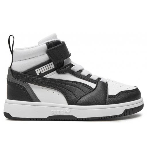 Zapatillas Puma Rebound v6 Mid PS Velcro Blanco/Negro [0]