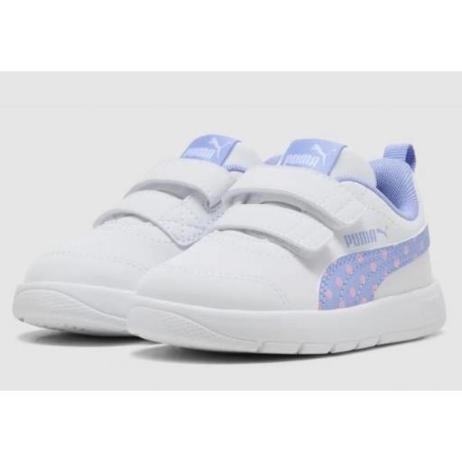 Zapatillas Puma Courtflex v3 Dotty Velcro Inf Blanco/Morado [1]