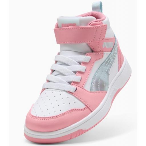 Zapatillas Puma Rebound V6 Mid Space Belle Rosa/Blanco [2]