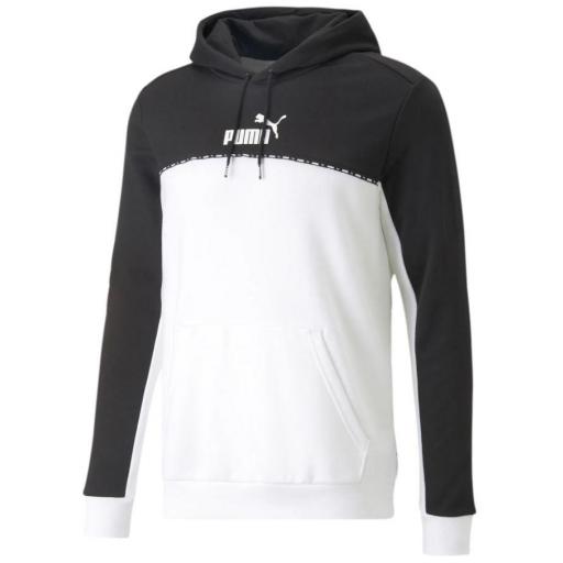 Sudadera con Capucha Puma ESS Block x Tape Blanco/Negro