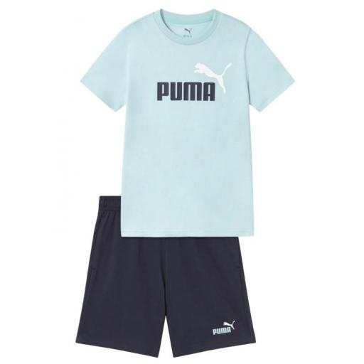 Conjunto Puma Essentials Logo Niños Azul
