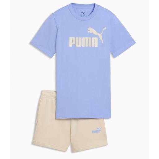 Conjunto Puma Esentials Logo Niñas Lila/Beige