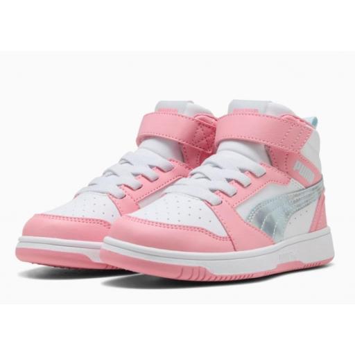 Zapatillas Puma Rebound V6 Mid Space Belle Rosa/Blanco [1]