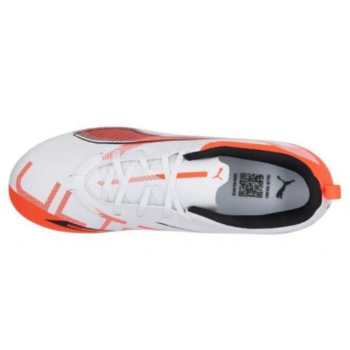 Bota Fútbol Puma Ultra 5 Play MG Niños Blanco/Naranja [3]