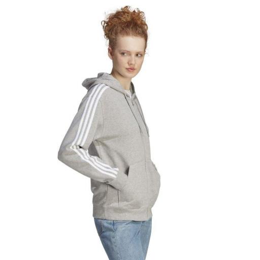 Sudadera con Capucha Adidas 3 Bandas Mujer Gris [1]