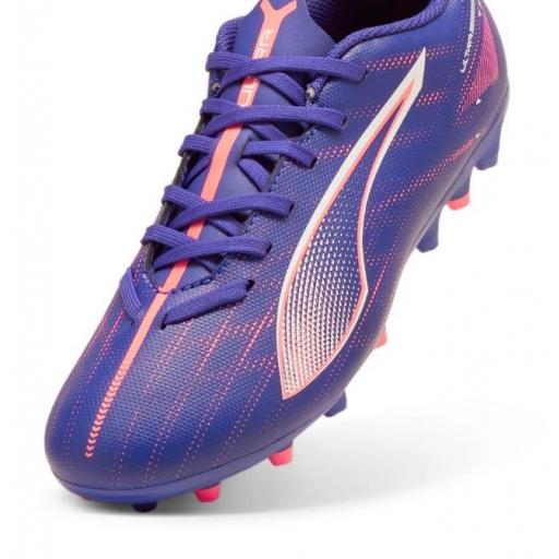 Bota Fútbol Puma Ultra 5 Play MG Jr Azul/Rosa [3]