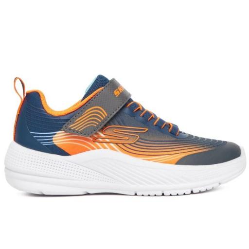 Zapatillas Skechers Microspec Advance Velcro Marino/Naranja