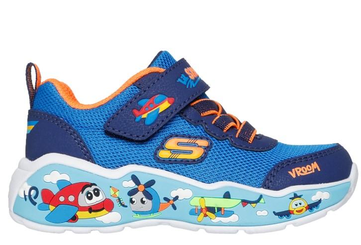 Zapatillas Skechers Play Scene Velcro Azul Aviones