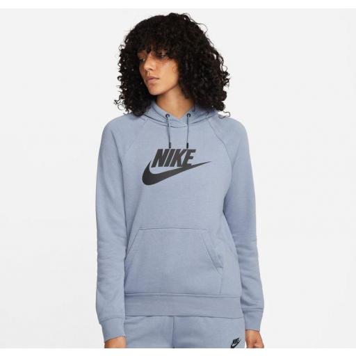 Sudadera Nike Sportswear Fleece Hoodie Mujer Gris/Azul [0]