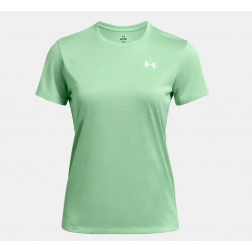 Camiseta Under Armour Tech SSC Twist Mujer Verde Claro [0]