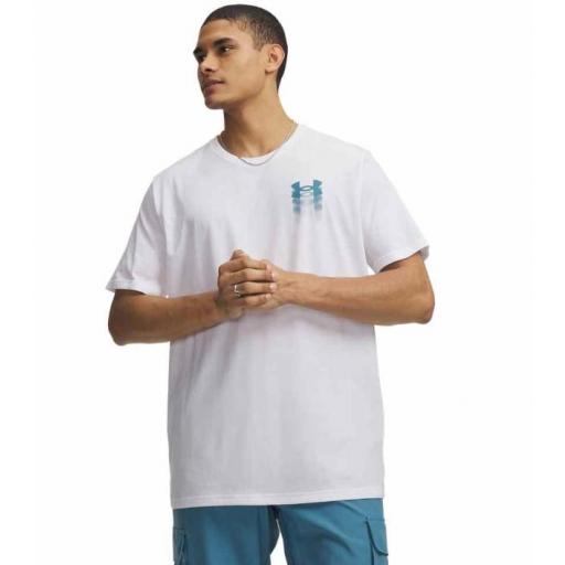 Camiseta Under Armour Blur Logo Blanco/Azul [0]