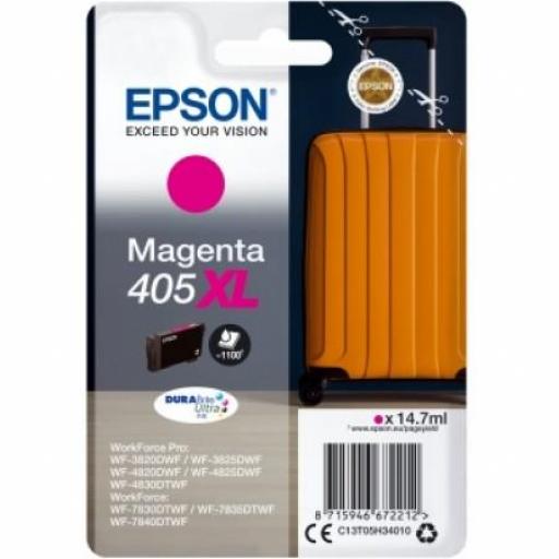 Epson 405XL Magenta Cartucho de Tinta Original - C13T05H34010 - Rendimiento 1.100 Páginas.