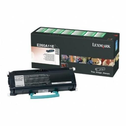 Lexmark E260/E360/E460/E462 Negro Cartucho de Toner Original - E260A11E - Rendimiento 3.500 Páginas.
