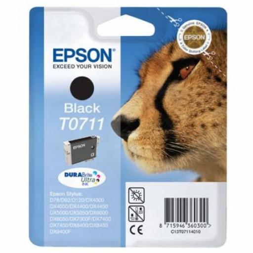 Epson T0711 Negro Cartucho de Tinta Original - C13T07114012 - Capacidad 7.4 ml