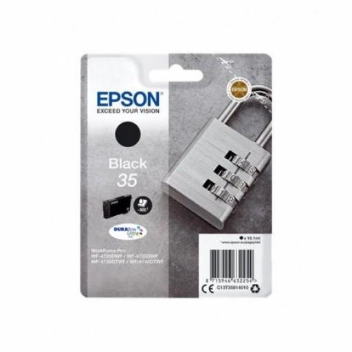 Epson T3581 (35) Negro Cartucho de Tinta Original - C13T35814010 - Rendimiento 900 Páginas.