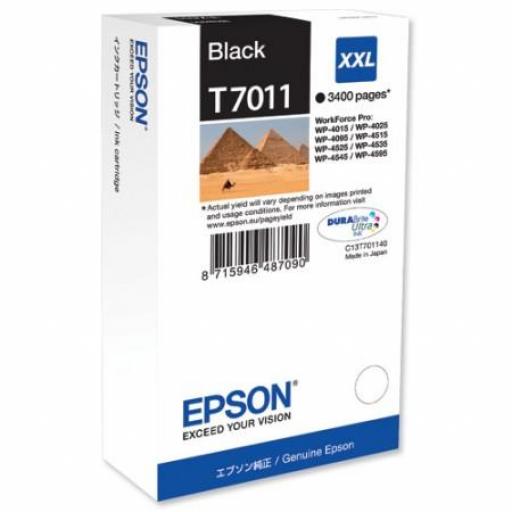 Epson T7011 Negro Cartucho de Tinta Original - C13T70114010 - Rendimiento 3.400 Páginas.