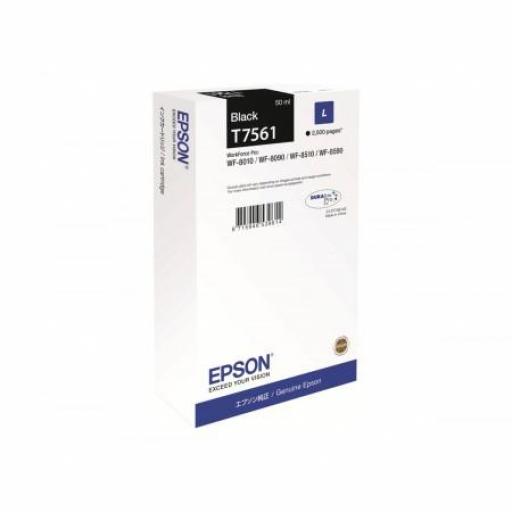 Epson T7561 Negro Cartucho de Tinta Original - C13T756140 - Rendimiento 2.500 Páginas.
