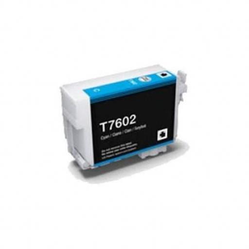 Epson T7602 Cyan Cartucho de Tinta Pigmentada Generico - Reemplaza C13T76024010 - Capacidad 25.9 ml.