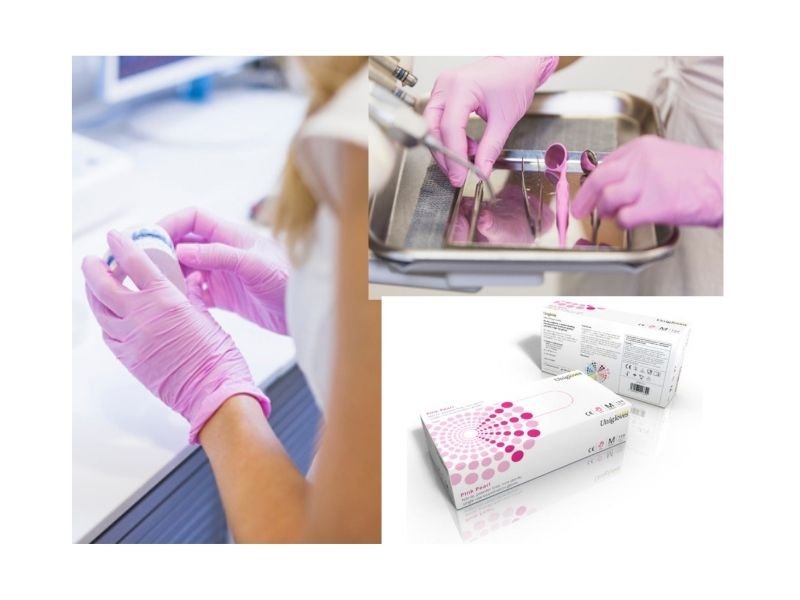 guantes nitrilo rosa