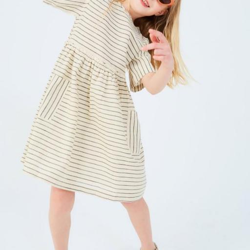 Vestido de niña de manga corta con estampado de rayas COMPAÑIA FANTASTICA [2]