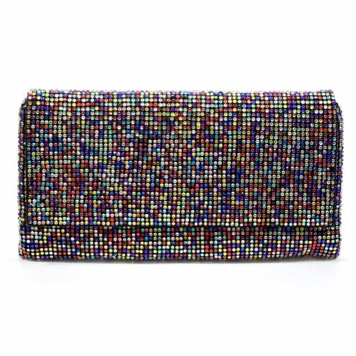 CARTERA FIESTA STRASS MULTICOLOR-NEGRO