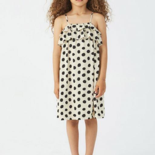 VESTIDO DE NIÑA CON TIRANTES Y ESTAMPADO DE LUNARES Compañia Fantastica Mini