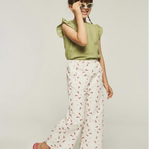 PANTALÓN RECTO DE NIÑA CON ANIMAL PRINT DE HORMIGAS COMPAÑÍA FANTASTICA MINI
