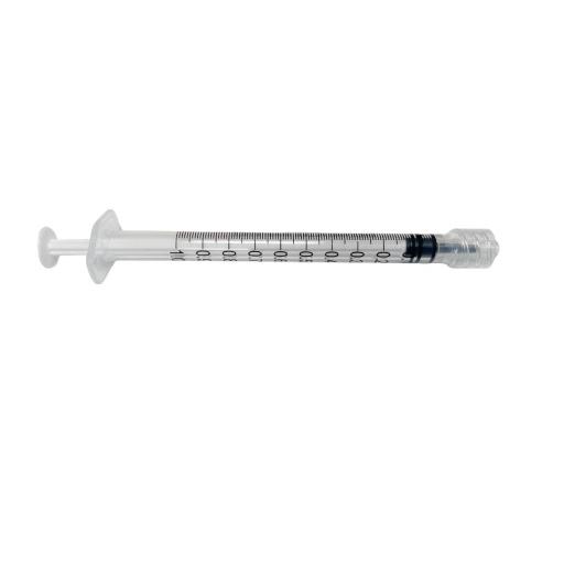 Jeringa 1 ml Luer Lock 3 cuerpos Perdida 0 (100 ud).